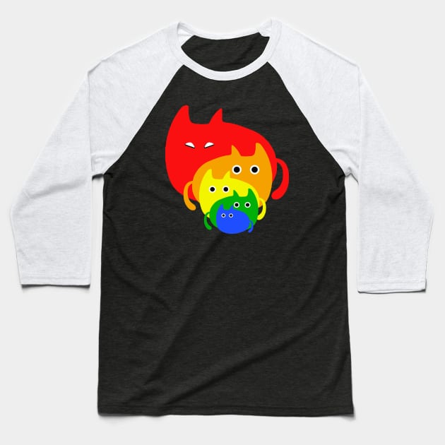 Rainbow cats Baseball T-Shirt by Paintgolden